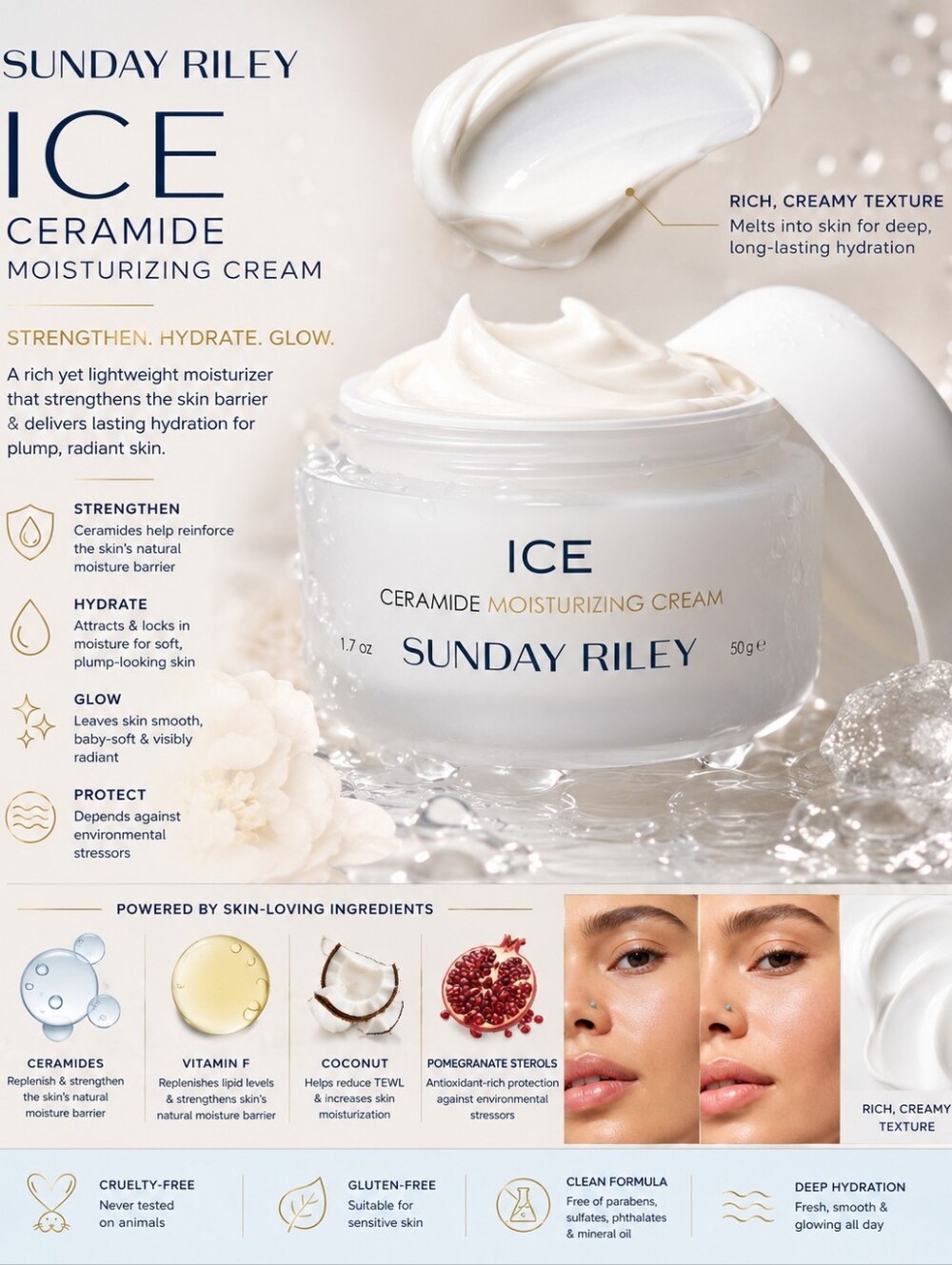 Sunday Riley ICE Ceramide Moisturizing Cream – 50g / 1.7 oz